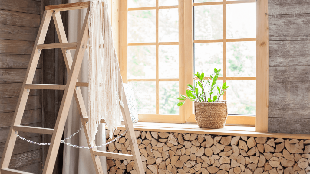 madera, escalera, ventana, ideas para decorar casa de otoño